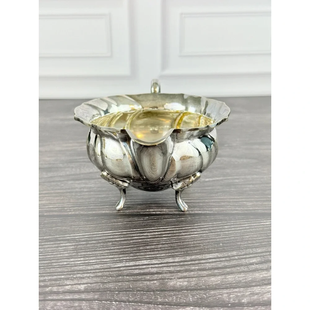 VTG Atkins Brothers Silverplate Footed Creamer Dish 